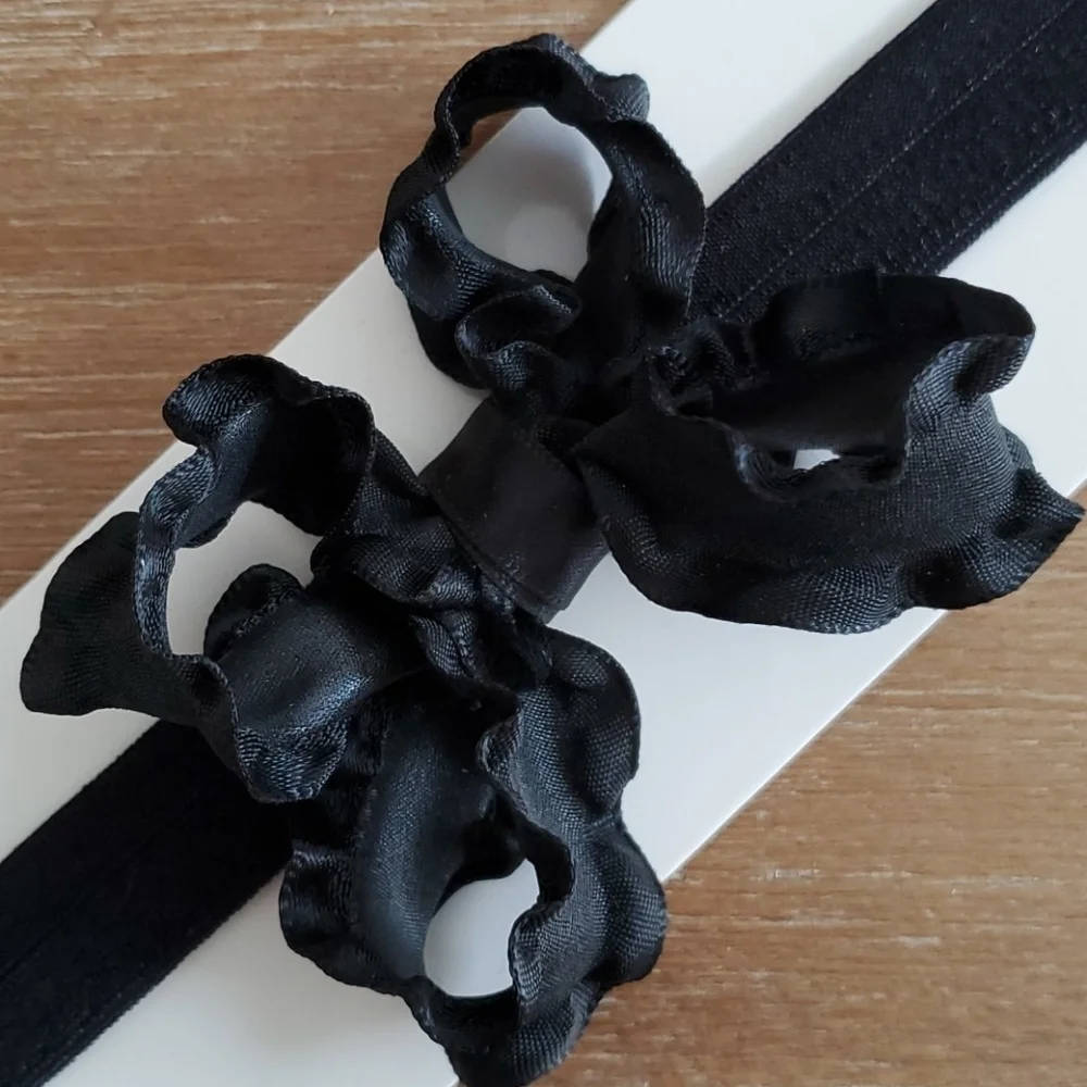 Shimmy Shimmy Black Ruffle Bow Headband Baby Toddler NWT Made in USA